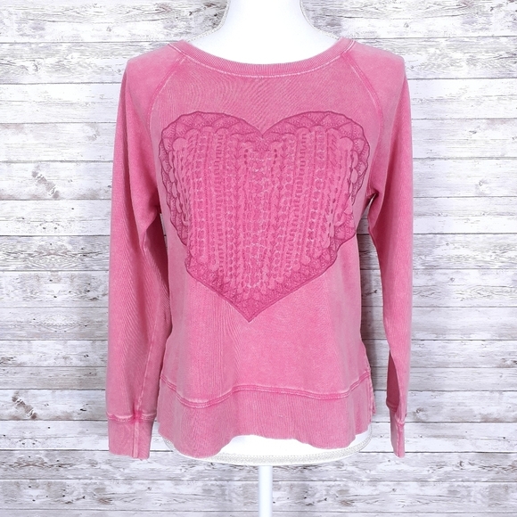 Style & Co. Tops - Style & Co Sweatshirt Heart Pink Love 958